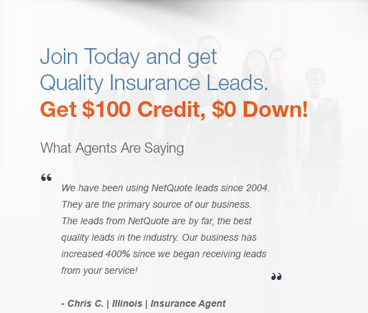 Join Today and get Quality Insurance Leads. Get $100 Credit, $0 Down!